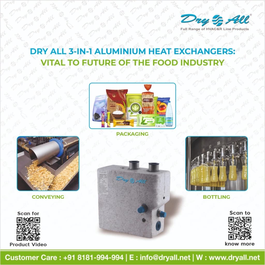 Dry All 3-in-1 Aluminium Heat Exchangers: Vital to the Future of the Food Industry